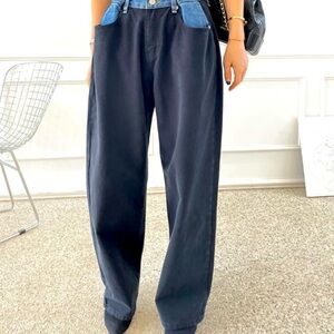 The Frankie Shop Jeans HAYLA CONTRAST DENIM PANTS - BLACK/BLUE